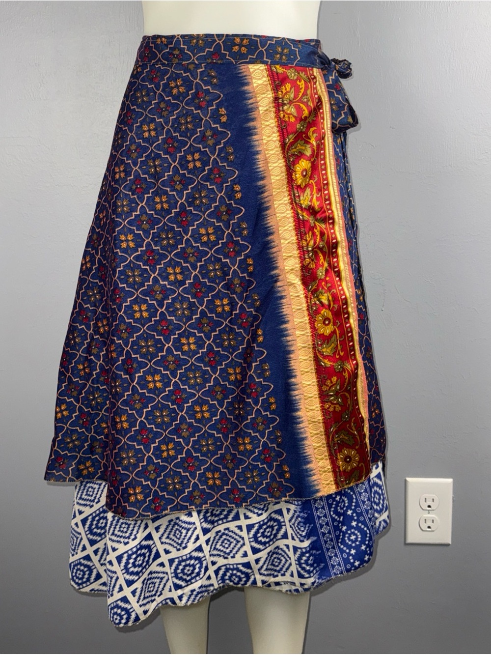 Earthbound Layered Wrap Skirt OS Asymmetric Artsy Floral Boho Hippie Festival